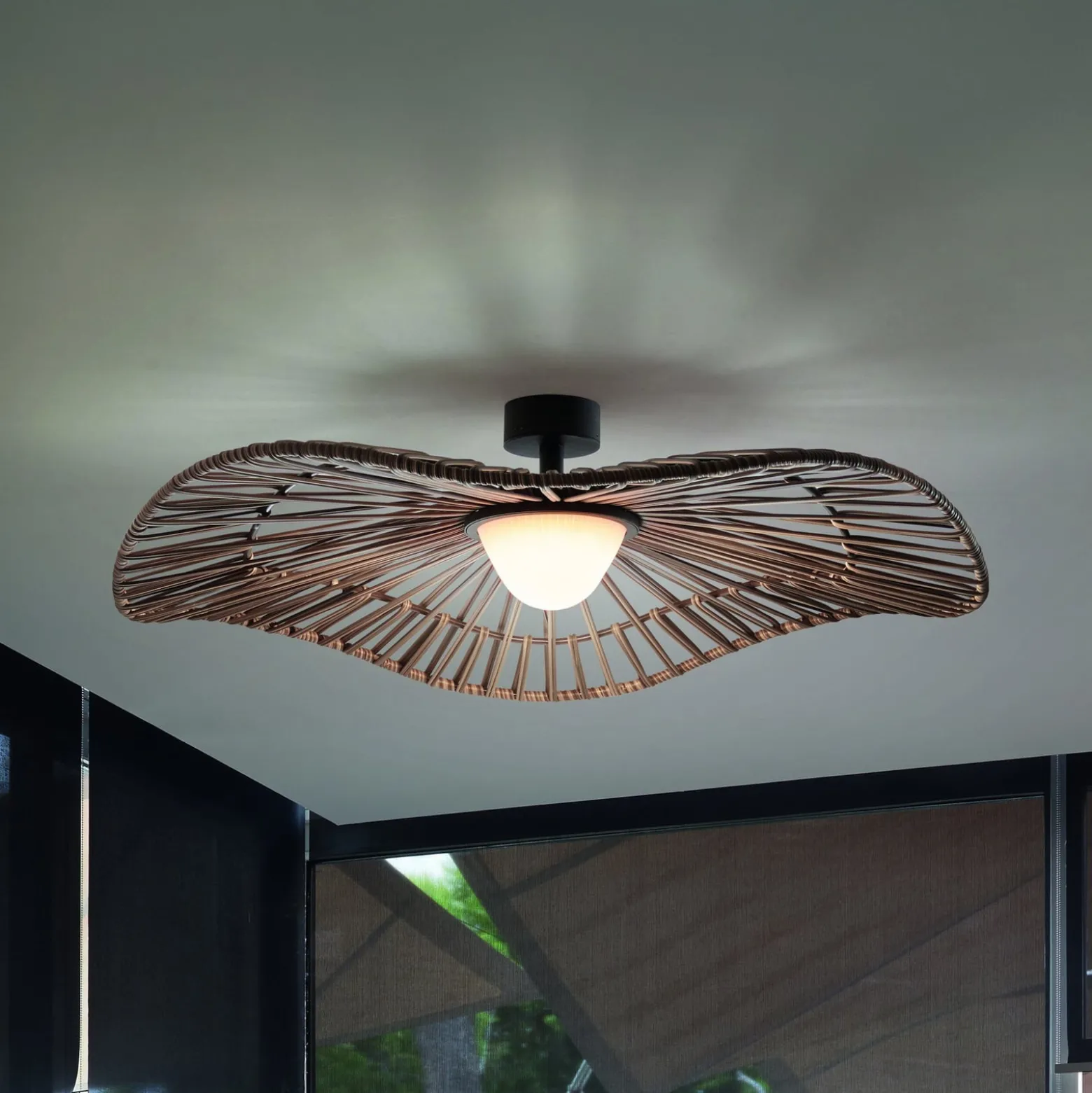 Bover LED ulkokattovalaisin Mediterránia, ruskea, Ø 105 cm