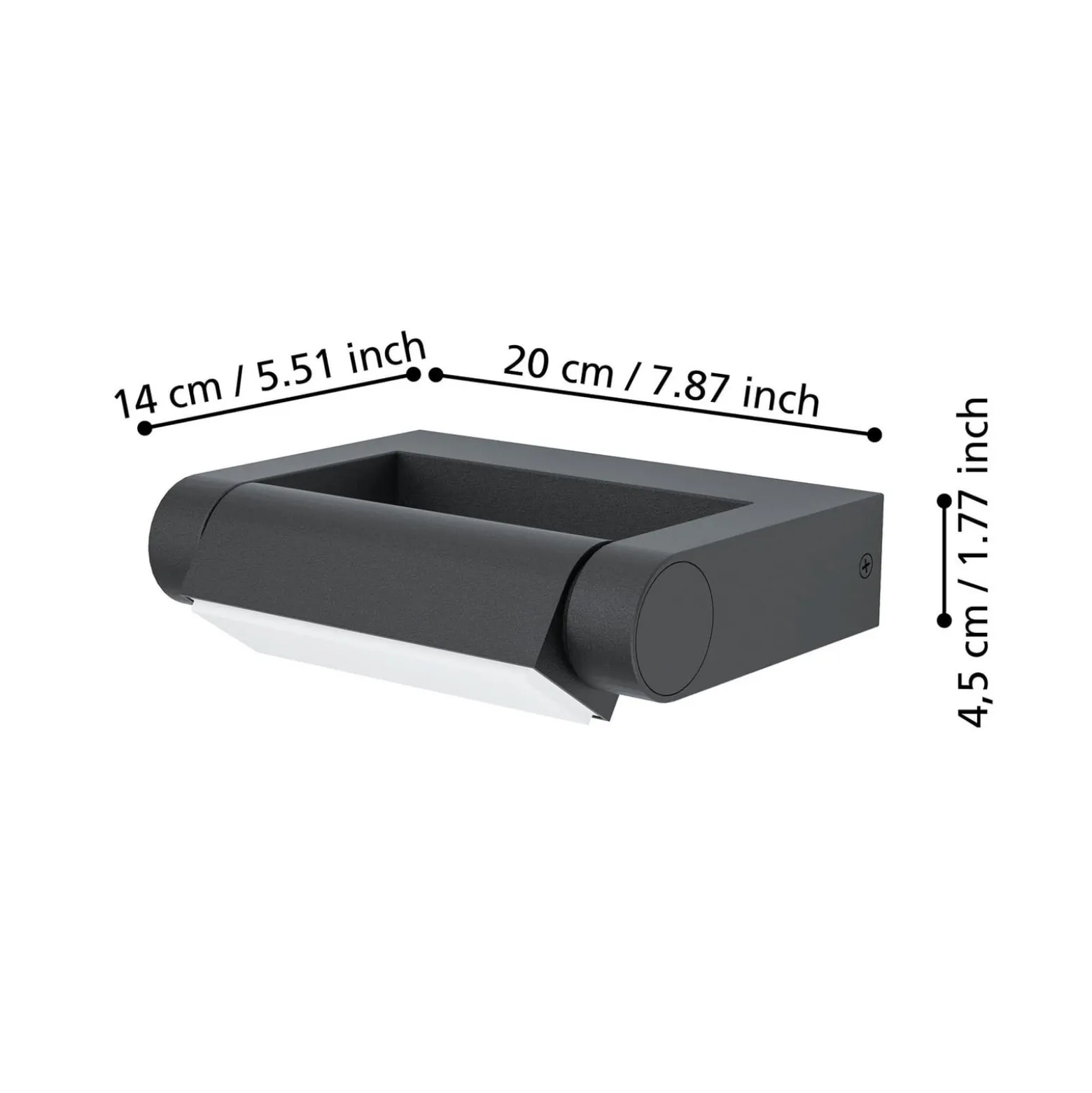 Brianza-LED-ulkoseinälamppu, musta, leveys 20 cm, metallia