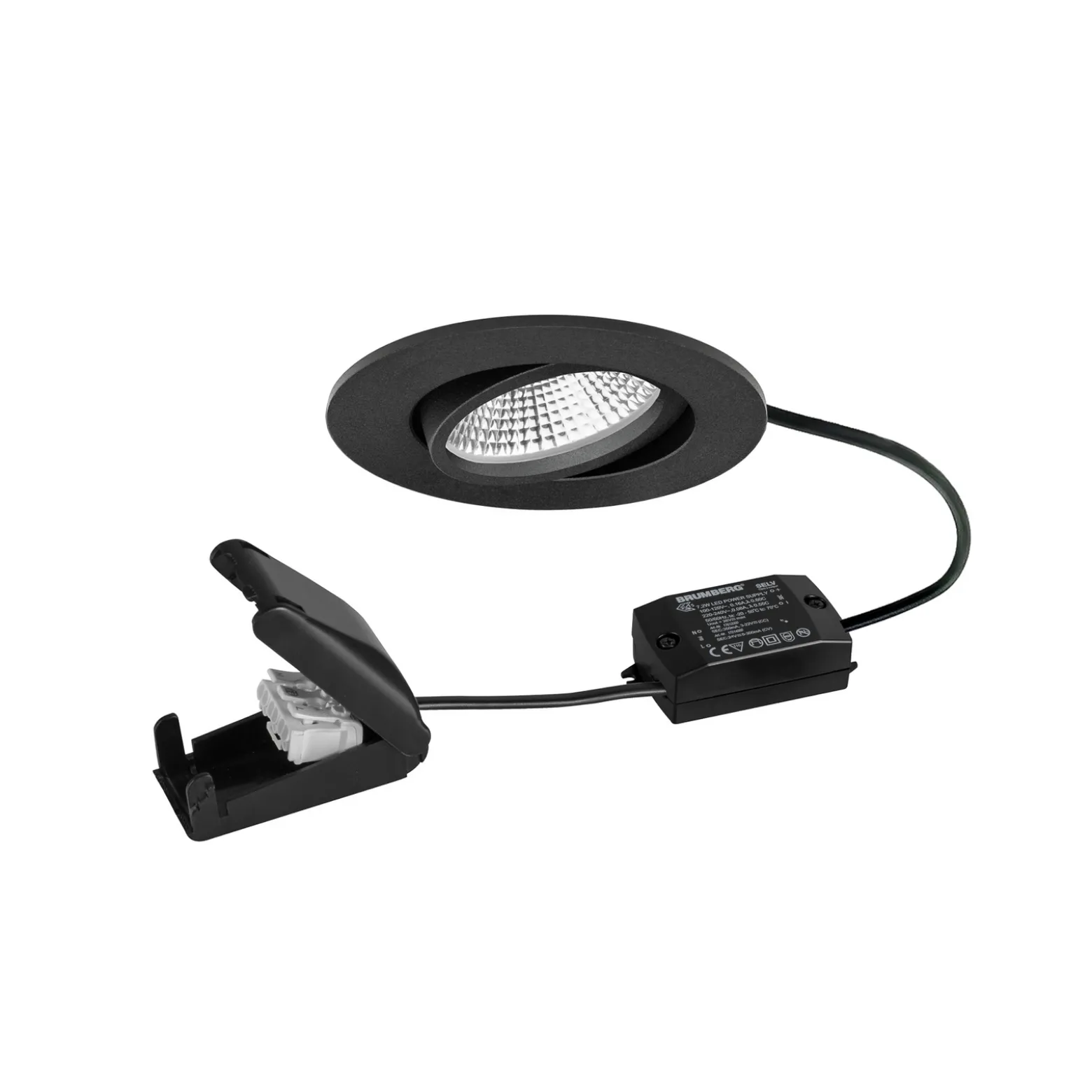 BRUMBERG BB23 LED-spotti IP65 on/off liitäntärasia musta mattapintainen