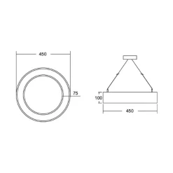BRUMBERG Biro Circle Ring10 Ø 45 cm ylös/alas CA hopea 3000 K