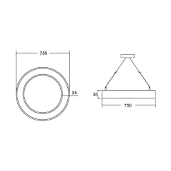 BRUMBERG Biro Circle Ring3.5 suora Ø 75cm on/off hopea 830