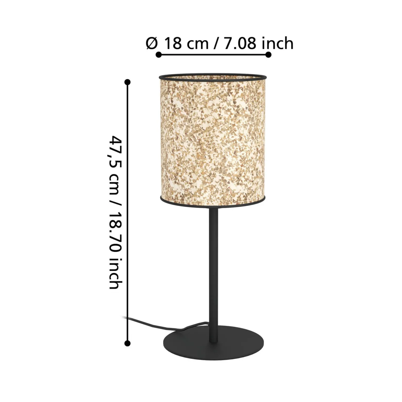 Butterburn pöytävalaisin, korkeus 47,5 cm, beige/vihreä, kangasta