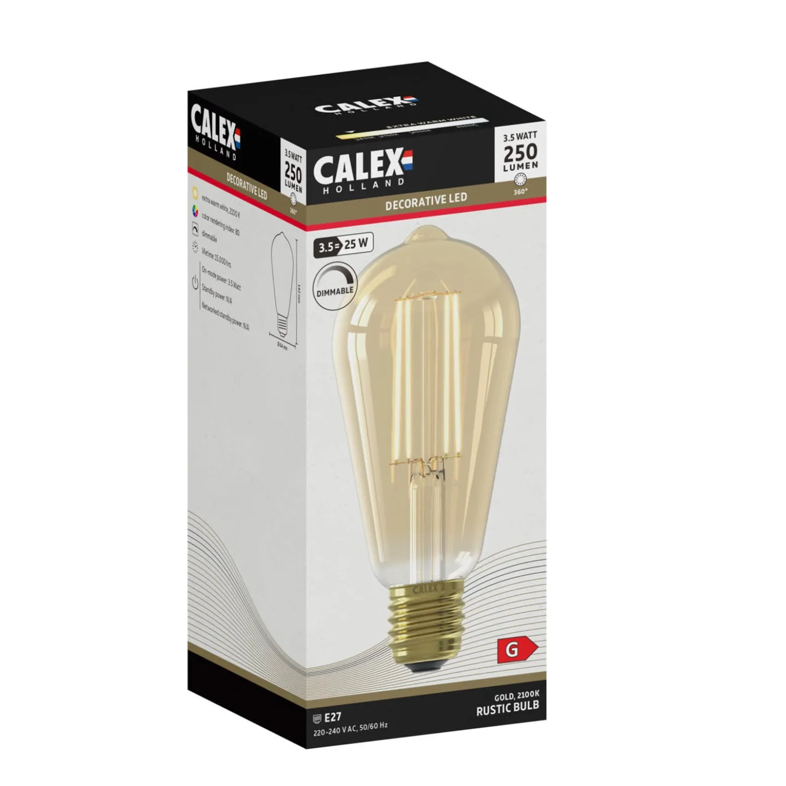 Calex E27 ST64 3,5W LED-filamentti kulta 821 him.