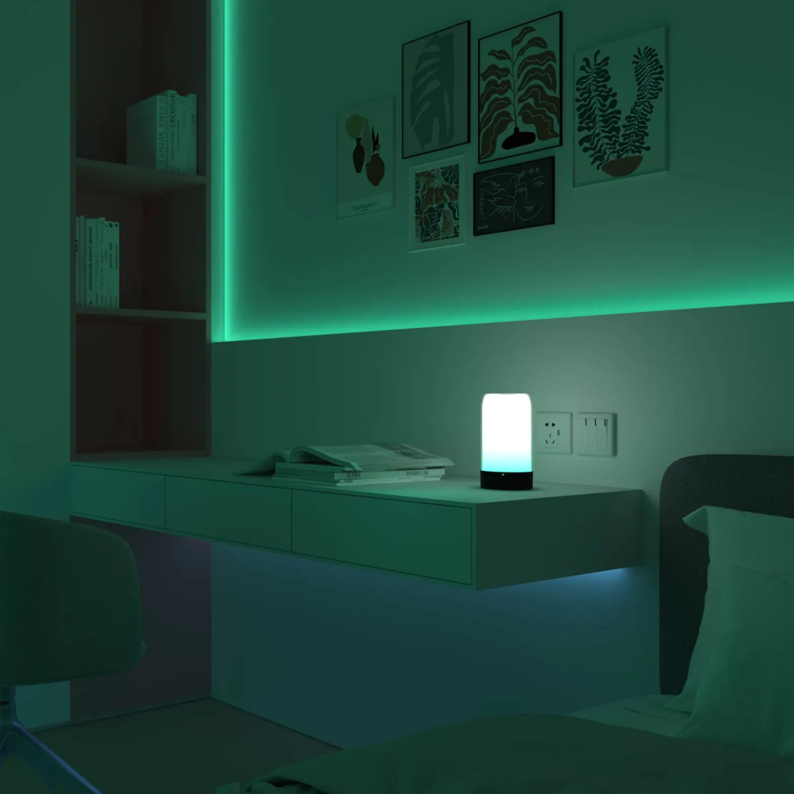 Calex LED ladattava pöytävalaisin Vibey, korkeus 18,8 cm, RGBIC, USB