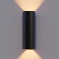 Calex LED-ulkoseinävalaisin pyöreä, ylös/alas, korkeus 23 cm, musta