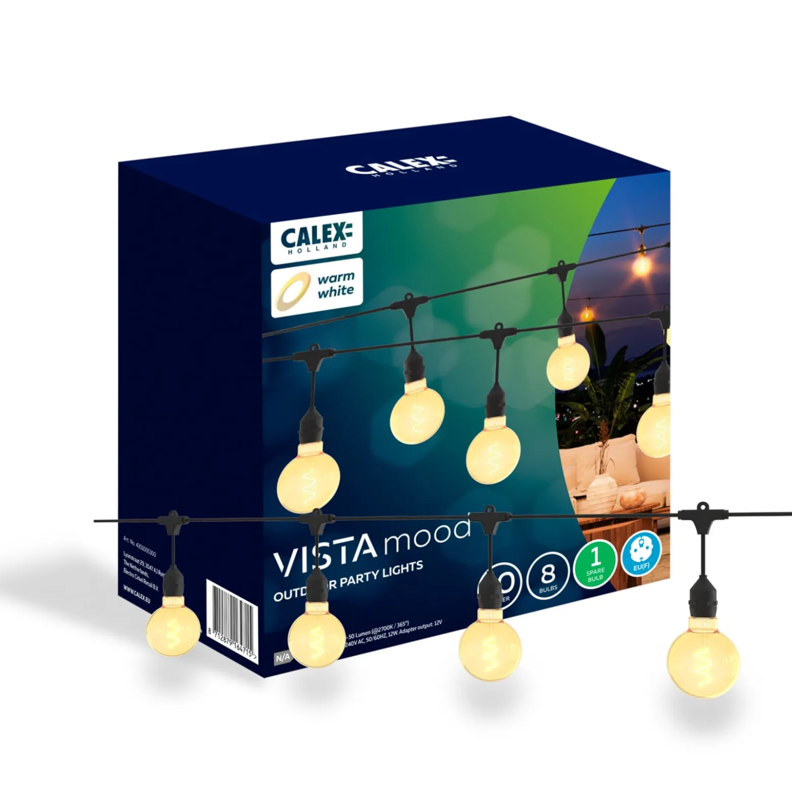 Calex LED-valoketju Vista XL pituus 10 m IP44 kaukosäädin