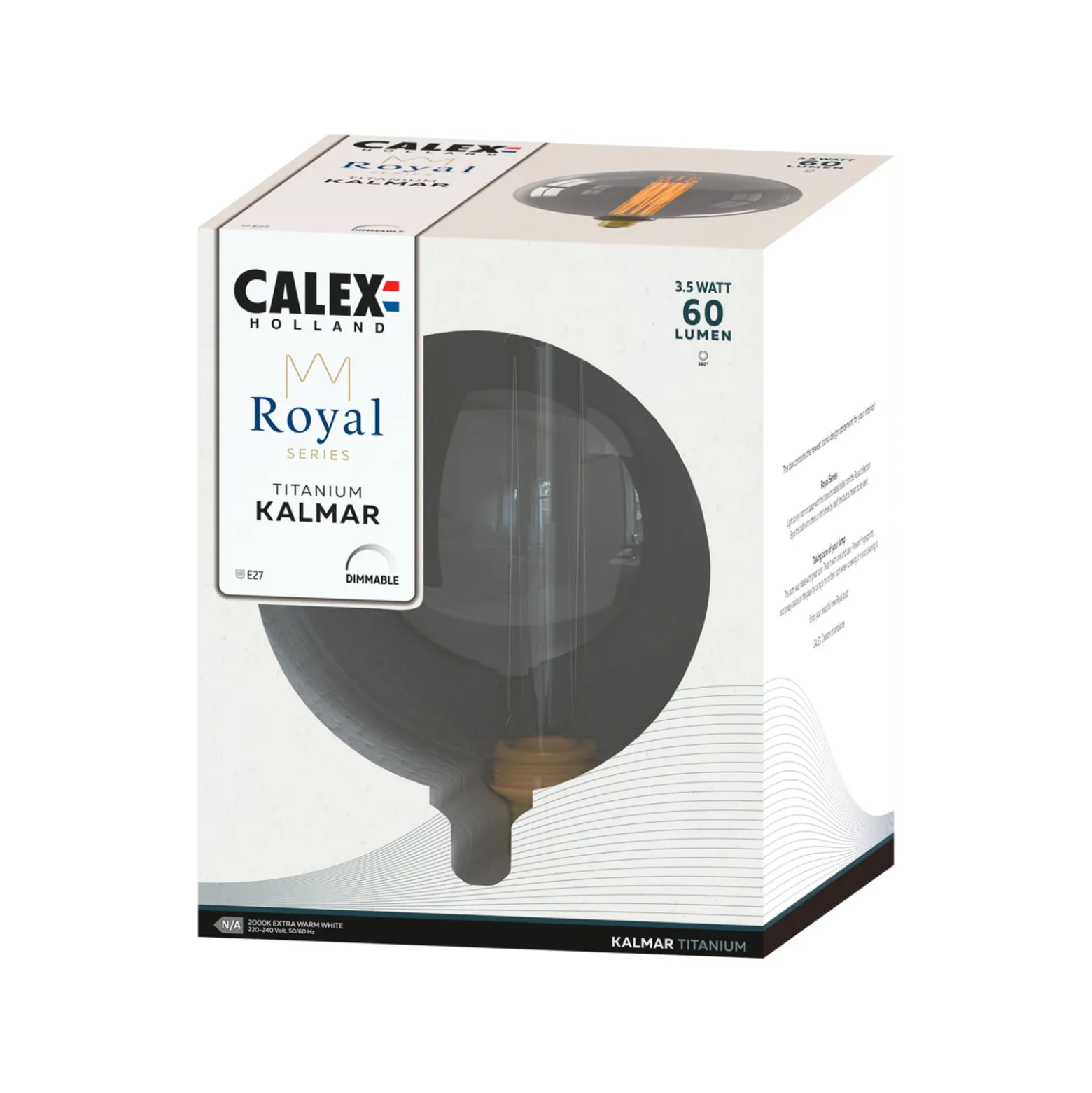 Calex Royal Kalmar LED E27 3,5W 2000K him., savu