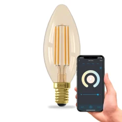 Calex Smart E14 B35 kynttilä 4.9W 1800-3000K himmeä kultaa