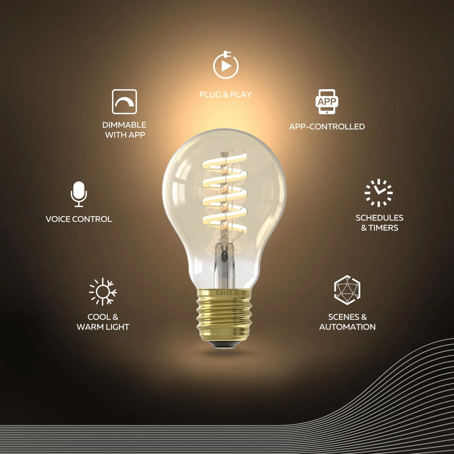 Calex Smart LED E27 7W A60 1800 - 3000 K hehkulamppu