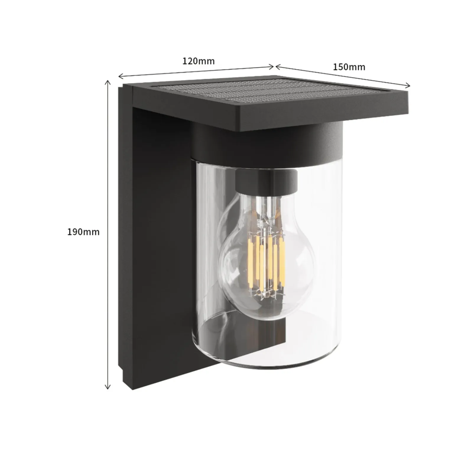 Calex Solar LED-ulkoseinävalaisin Asti, anturi, IP44, musta