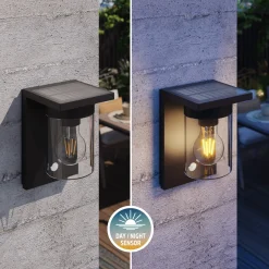 Calex Solar LED-ulkoseinävalaisin Asti, anturi, IP44, musta