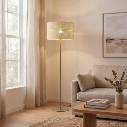 Calma-lattiavalaisin, beige, rami, korkeus 159 cm, E27