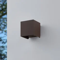 Calpino 3 -LED-ulkoseinälamppu, ruosteenvärinen, leveys 10 cm, 2-lamppuinen