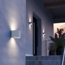 Calpino 3 -LED-ulkoseinälamppu, valkoinen, leveys 14 cm, 2-lamppuinen