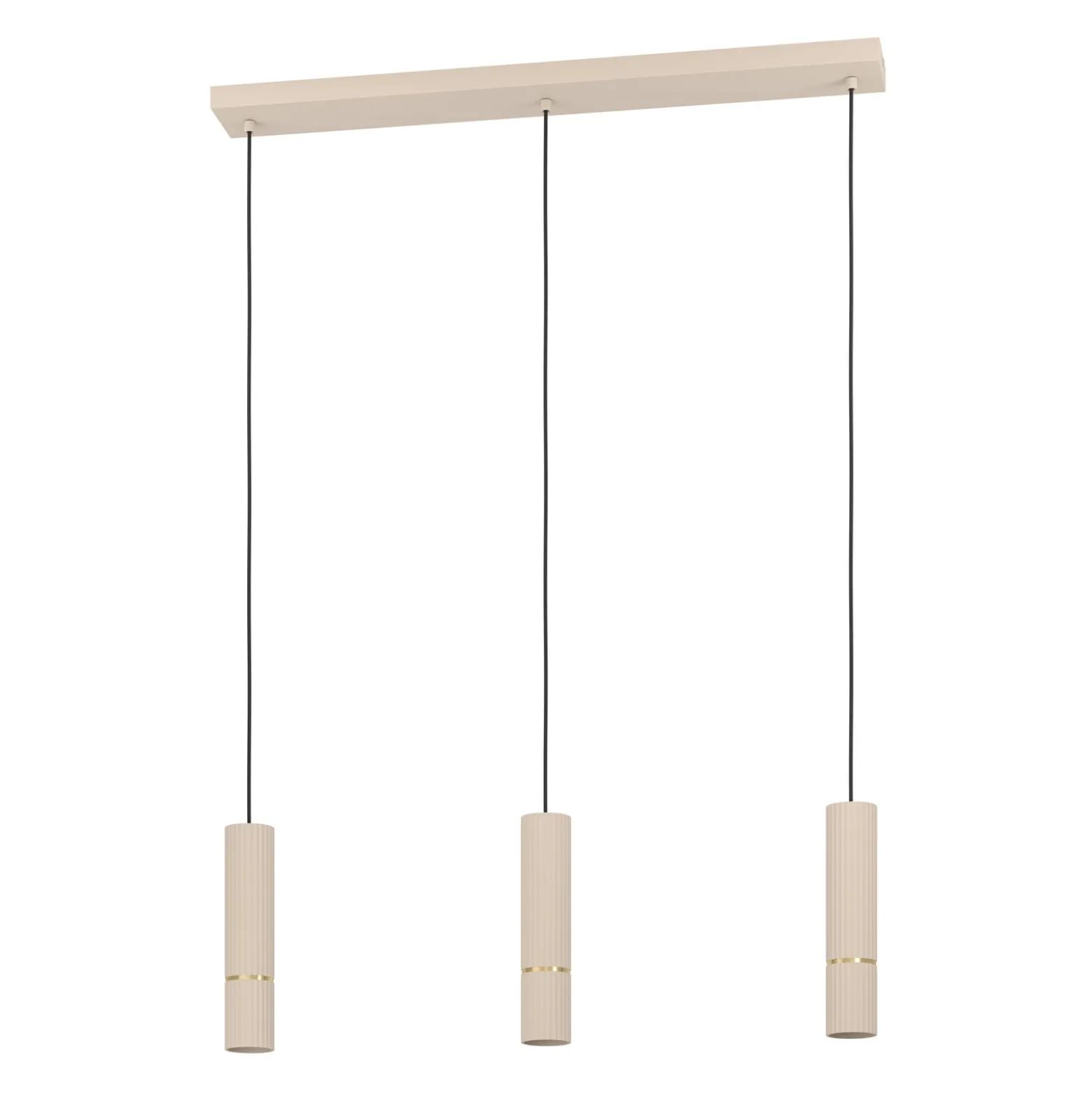 Caminia-riippuvalaisin, hiekanvärinen, pituus 77 cm, teräs, 3-valo.
