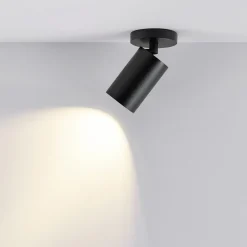 CAN TILT kattospotti, musta, Ø 8 cm, 1-lamppuinen, metalli GU10