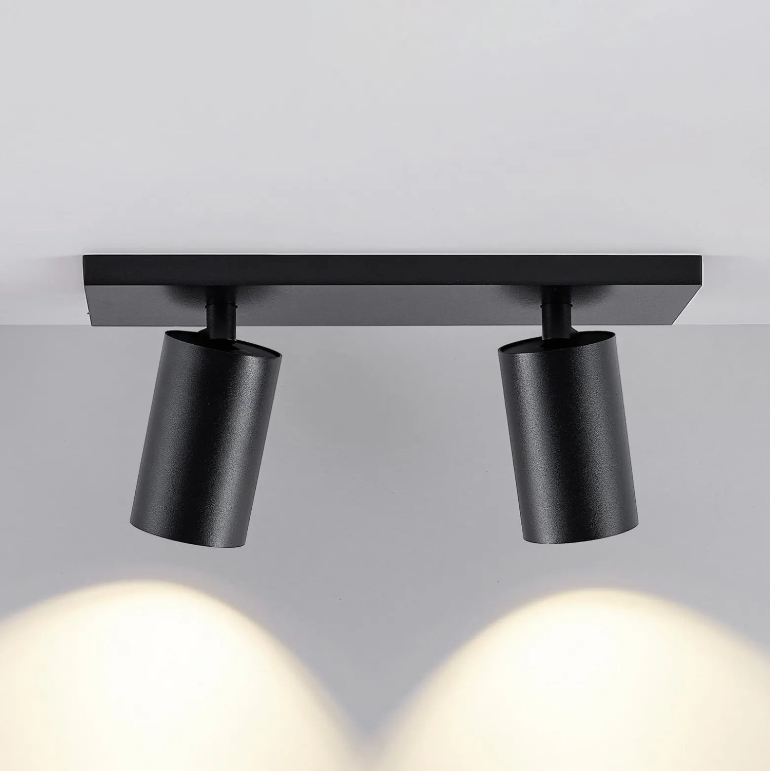 CAN TILT kattospotti, musta, 31 x 9 cm, 2-lamppuinen, metalli GU10