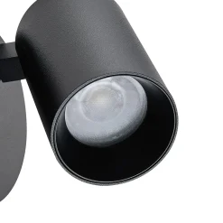 CAN TILT seinäkohdevalaisin, musta, Ø 10 cm, metallinen kytkin USB