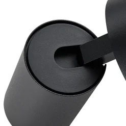 CAN TILT seinäkohdevalaisin, musta, Ø 10 cm, metallinen kytkin USB