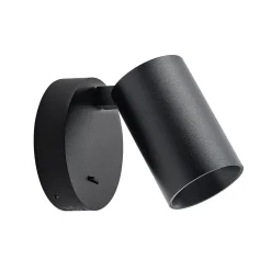 CAN TILT seinäkohdevalaisin, musta, Ø 10 cm, metallinen kytkin USB