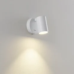 CAN TILT seinäkohdevalaisin, valkoinen, Ø 10 cm, metalli, kytkin, USB