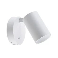 CAN TILT seinäkohdevalaisin, valkoinen, Ø 10 cm, metalli, kytkin, USB