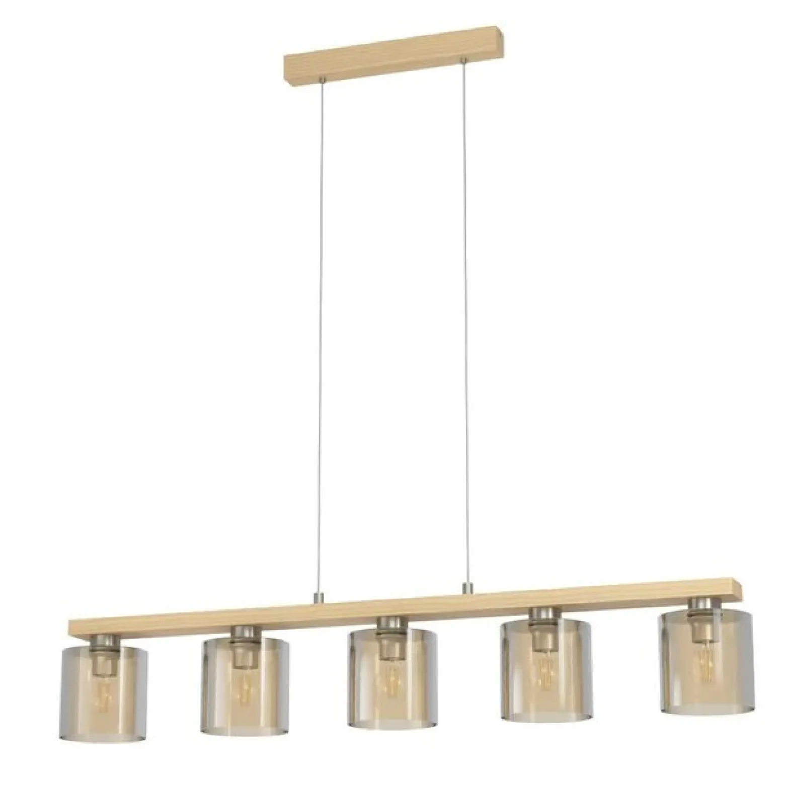 Castralvo riippuvalaisin, pituus 115 cm, puu/kamari, 5-valo, lasi