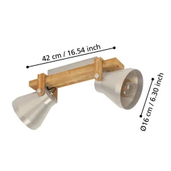 Cawton kattovalaisin, pituus 58,5 cm, teräs/ruskea, 2-valo.