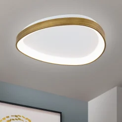 Charlie LED-kattovalaisin, Ø 45 cm, opaalinvalkoinen, antiikkimessingin