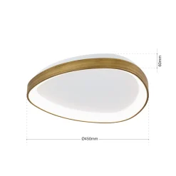 Charlie LED-kattovalaisin, Ø 45 cm, opaalinvalkoinen, antiikkimessingin