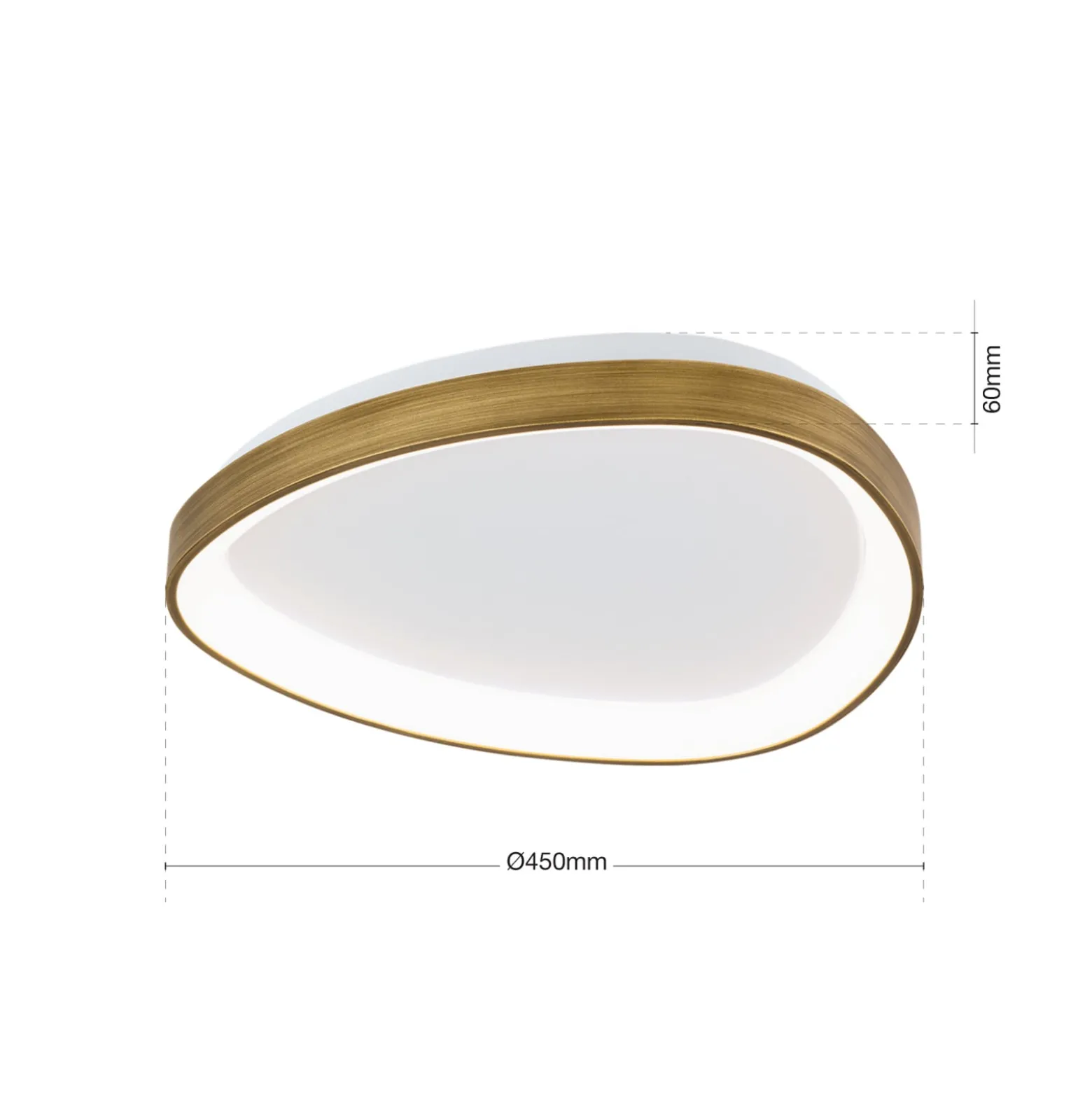 Charlie LED-kattovalaisin, Ø 45 cm, opaalinvalkoinen, antiikkimessingin