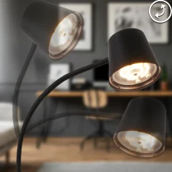 Cielo LED ladattava lattiavalaisin, musta, kosketushimmennin, USB-kaapeli