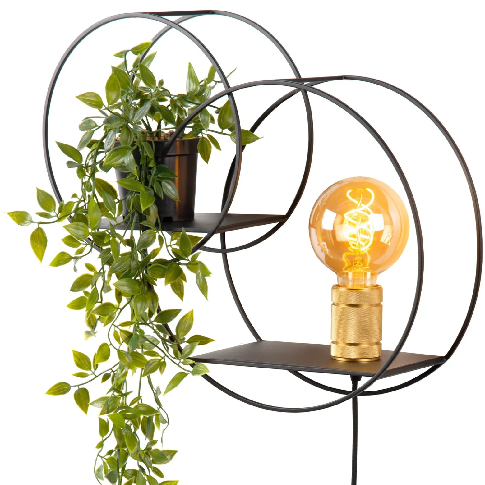 Circle seinävalaisin, musta, 38 cm, E27
