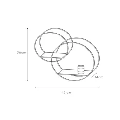 Circle seinävalaisin, musta, 38 cm, E27