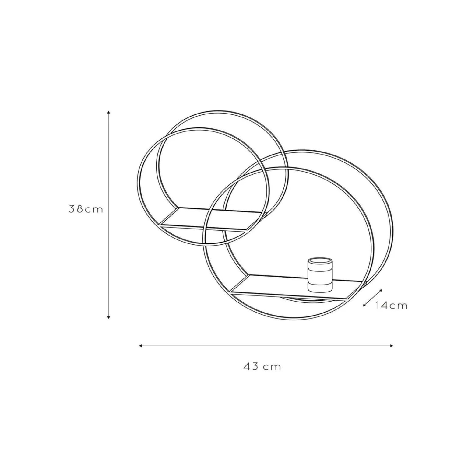 Circle seinävalaisin, musta, 38 cm, E27