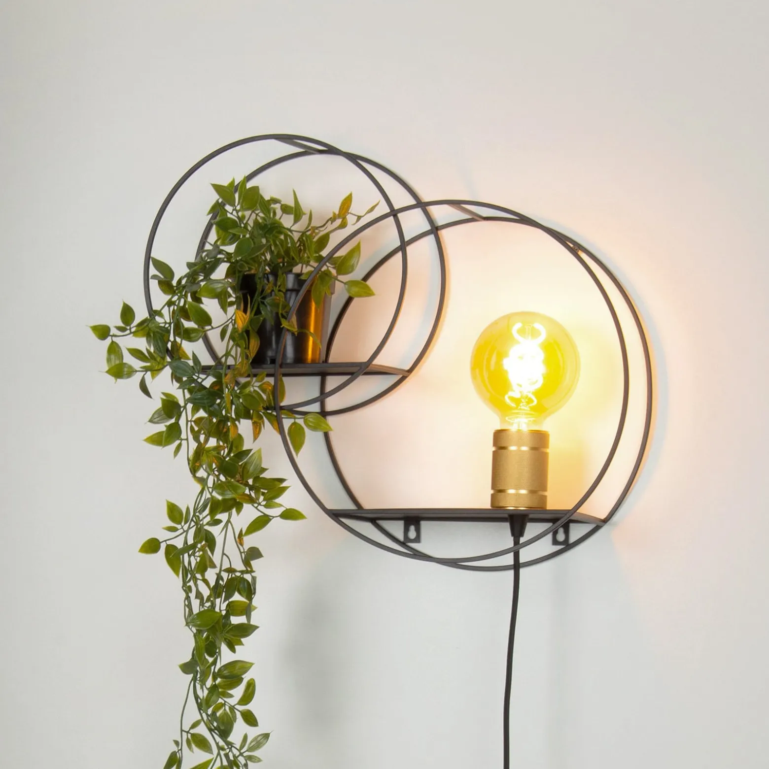 Circle seinävalaisin, musta, 38 cm, E27