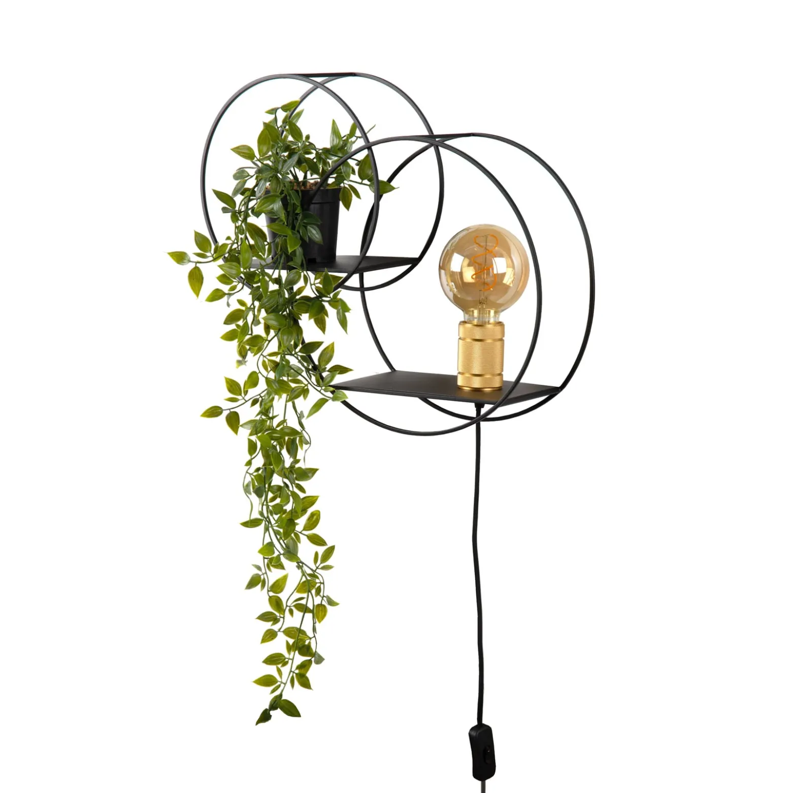 Circle seinävalaisin, musta, 38 cm, E27
