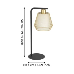 Ciudadela-pöytävalaisin, korkeus 50 cm, musta/messinki, teräs