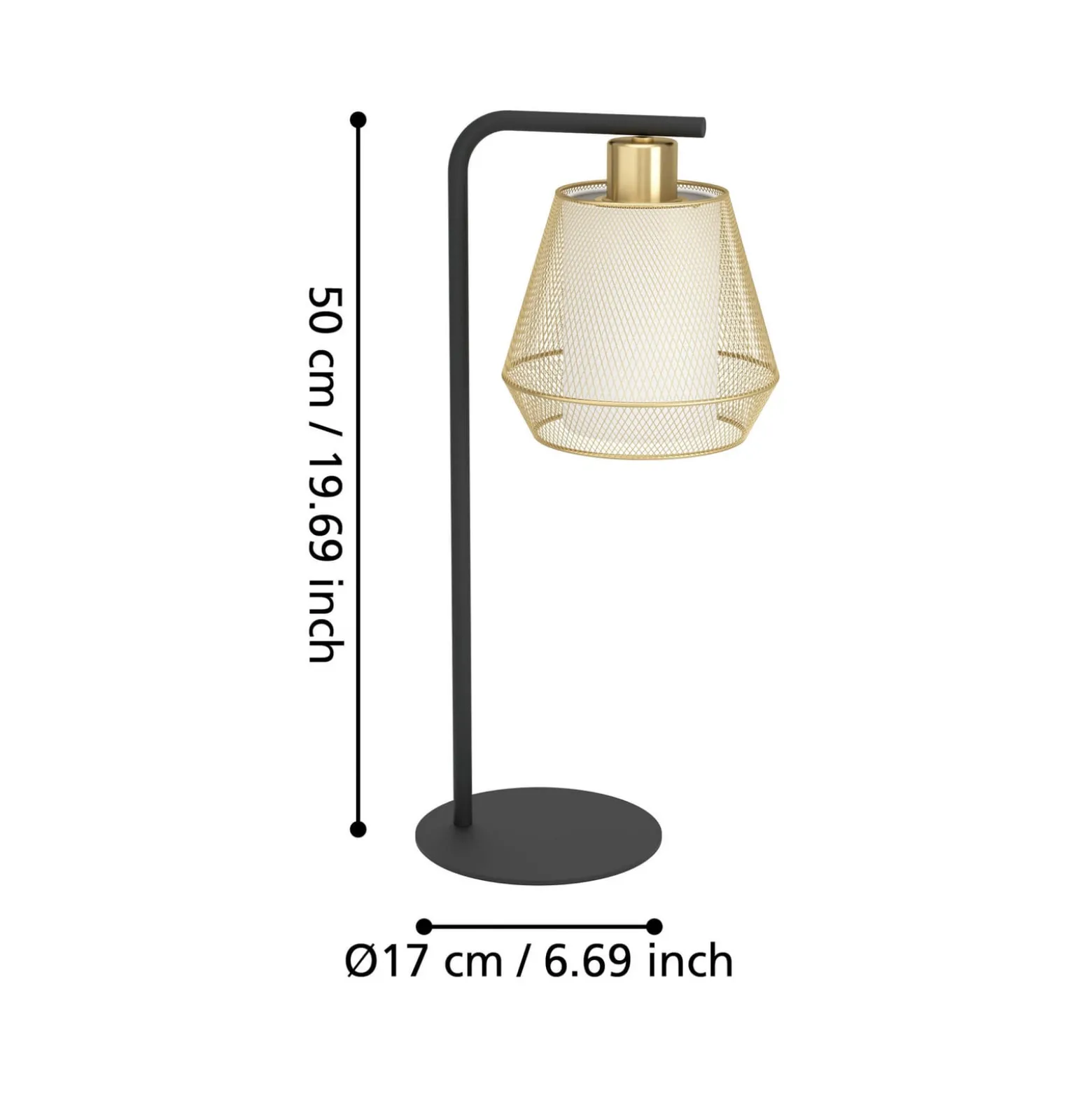 Ciudadela-pöytävalaisin, korkeus 50 cm, musta/messinki, teräs
