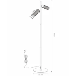 Club lattiavalaisin, säädettävä, valkoinen, metalli, 140 cm, GU10