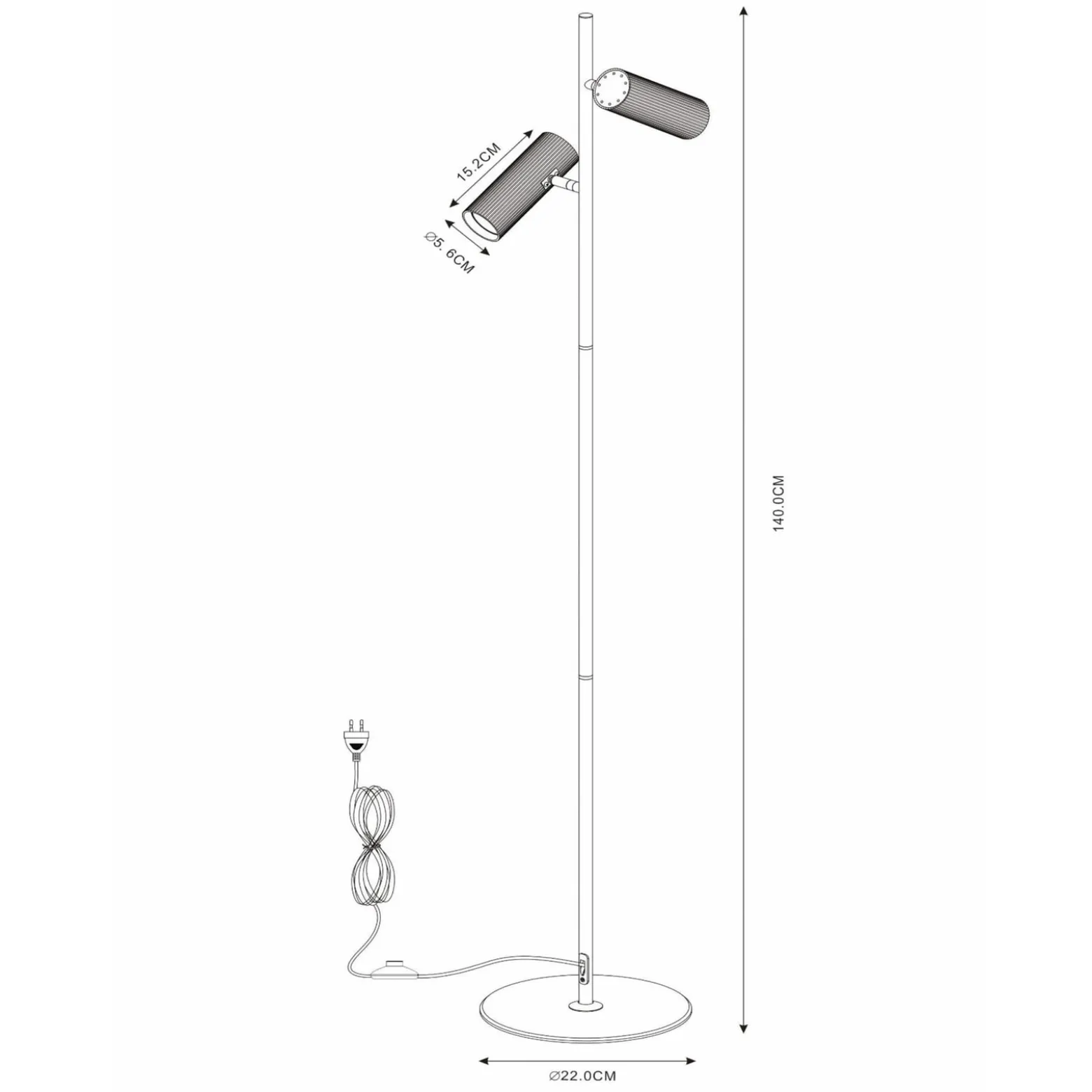 Club lattiavalaisin, säädettävä, valkoinen, metalli, 140 cm, GU10