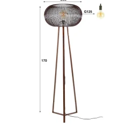 Copper Twist lattiavalaisin musta/kupari 170 cm metallinen jalusta