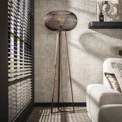 Copper Twist lattiavalaisin musta/kupari 170 cm metallinen jalusta