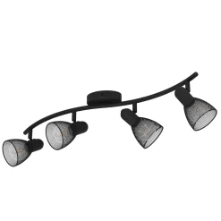 Corvigno kattokohdevalaisin, pituus 64 cm, musta, 4-valo, terästä