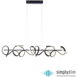 Curls LED-riippuvalaisin, musta, metallia, 99 cm pitkä, himmennettävä
