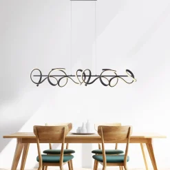Curls LED-riippuvalaisin, musta, metallia, 99 cm pitkä, himmennettävä