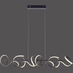 Curls LED-riippuvalaisin, musta, metallia, 99 cm pitkä, himmennettävä