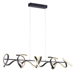 Curls LED-riippuvalaisin, musta, metallia, 99 cm pitkä, himmennettävä
