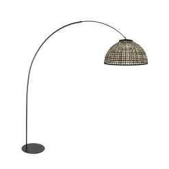 Curve-kaarivalaisin, musta, bambupunosvarjostin Ø 60 cm