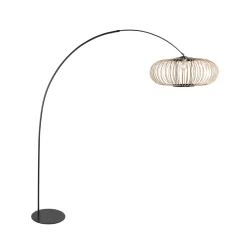 Curve-kaarivalaisin, musta, bambuvarrellinen varjostin, halkaisija 60 cm